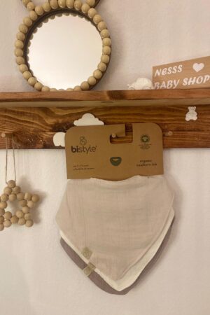 Bistyle %100 Organic Cotton 3'lü Müslin Fular Ekru-Beyaz-Gri
