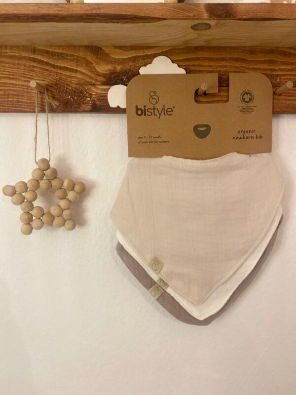 Bistyle %100 Organic Cotton 3'lü Müslin Fular Ekru-Beyaz-Gri - Image 2