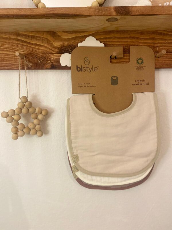 Bistyle %100 Organic Müslin 3'lü Önlük Seti Ekru-Beyaz-Gri - Image 2