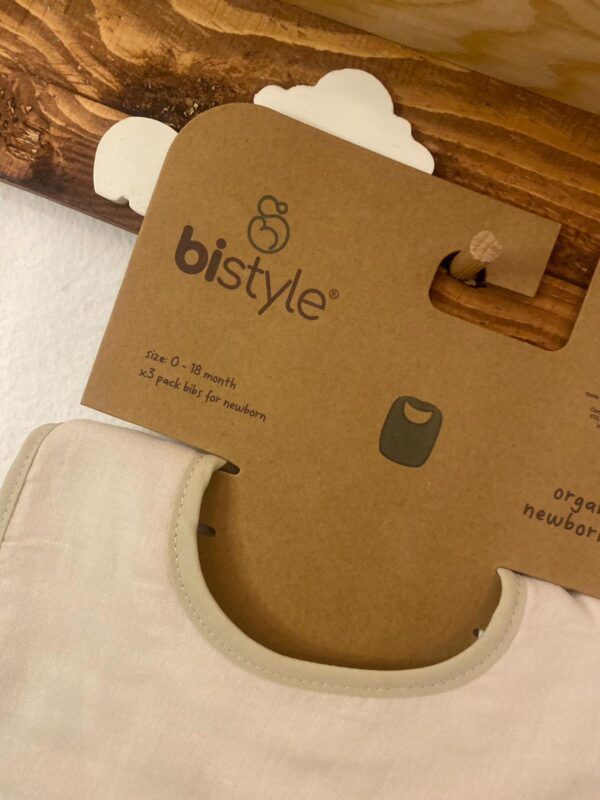 Bistyle %100 Organic Müslin 3'lü Önlük Seti Ekru-Beyaz-Gri - Image 9