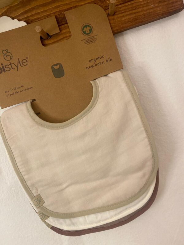 Bistyle %100 Organic Müslin 3'lü Önlük Seti Ekru-Beyaz-Gri - Image 7