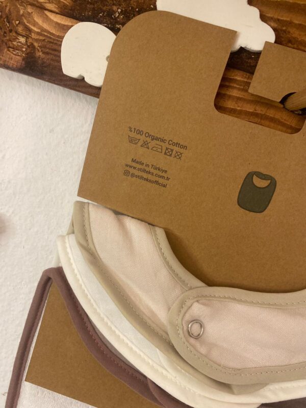 Bistyle %100 Organic Müslin 3'lü Önlük Seti Ekru-Beyaz-Gri - Image 8