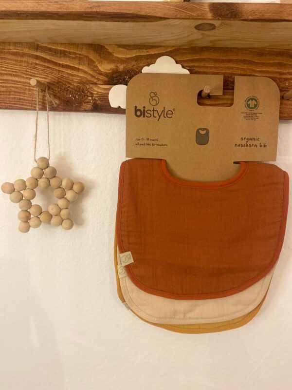 Bistyle %100 Organic Müslin 3'lü Önlük Seti Kahverengi-Krem-Sarı - Image 2