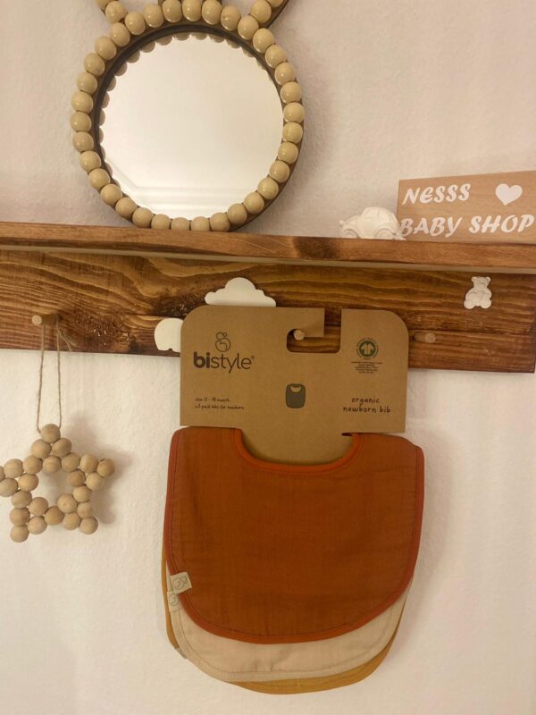 Bistyle %100 Organic Müslin 3'lü Önlük Seti Kahverengi-Krem-Sarı
