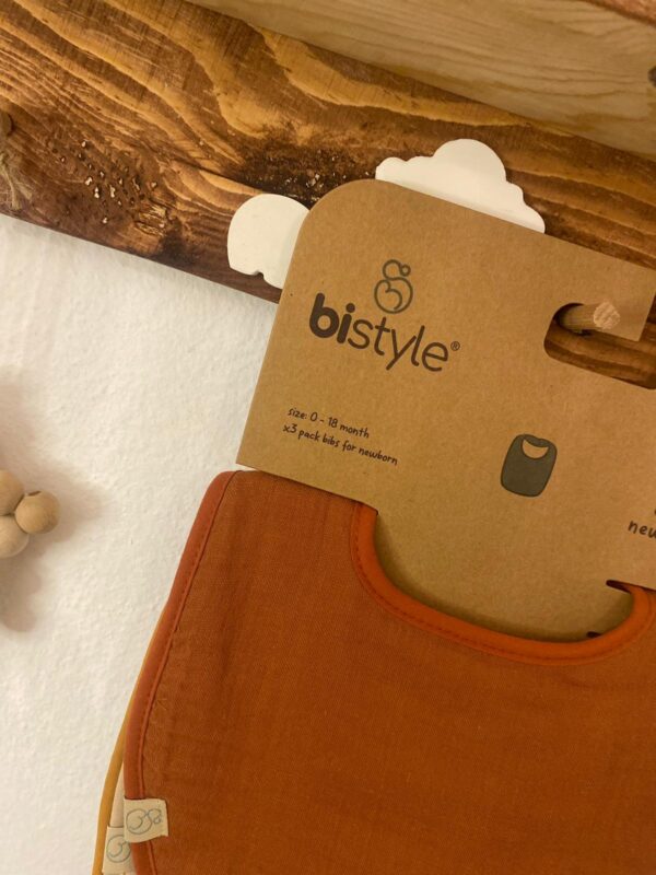 Bistyle %100 Organic Müslin 3'lü Önlük Seti Kahverengi-Krem-Sarı - Image 9