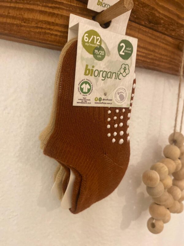 Biorganic 2'li Unisex Sneakers Kahverengi Kaymaz Çorap - Image 3