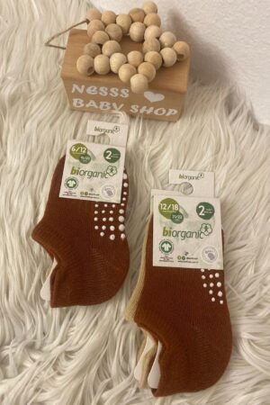 Biorganic 2'li Unisex Sneakers Kahverengi Kaymaz Çorap