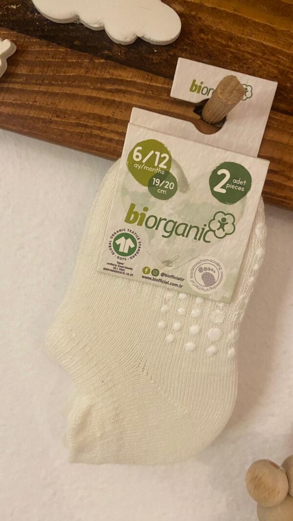 Biorganic 2'li Unisex Sneakers Beyaz Kaymaz Çorap - Image 4
