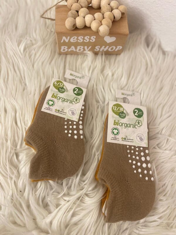 Biorganic 2'li Unisex Sneakers Sarı Kaymaz Çorap - Image 3