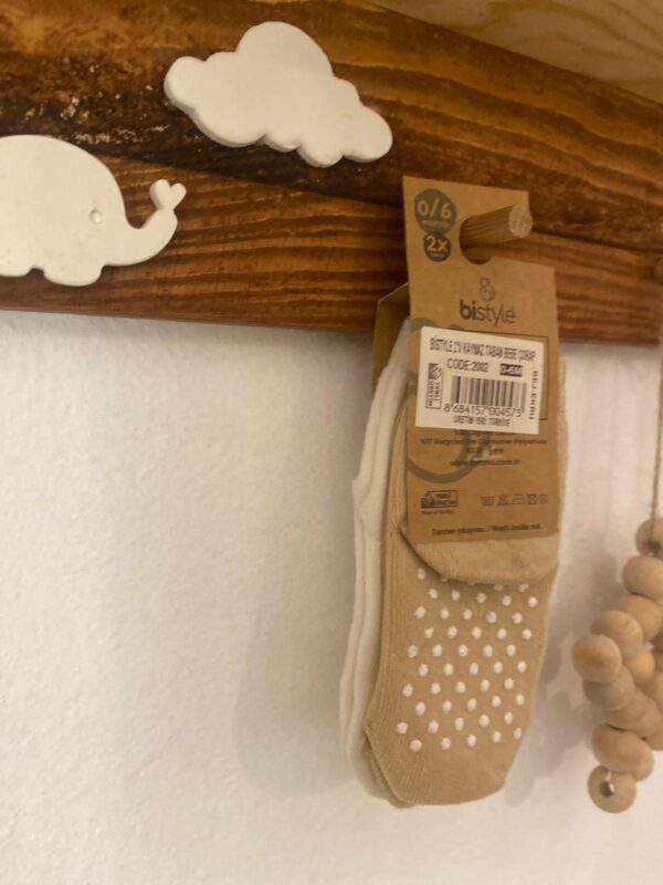 Bistyle Organic 2'li Palmiyeli Kaymaz Çorap - Image 3