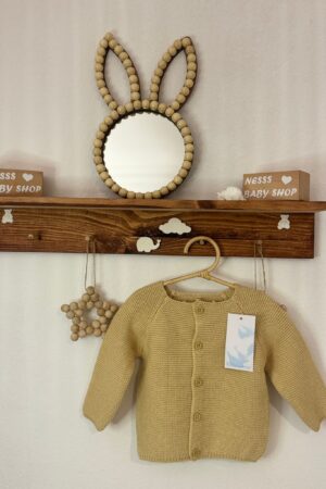 %100 Pamuklu Hardal Rengi Bebek Hırka 3-6 6-12 12-18 18-24 Ay