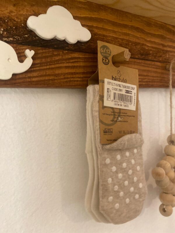 Bistyle Organic 2'li Ayıcıklı Kaymaz Çorap - Image 3