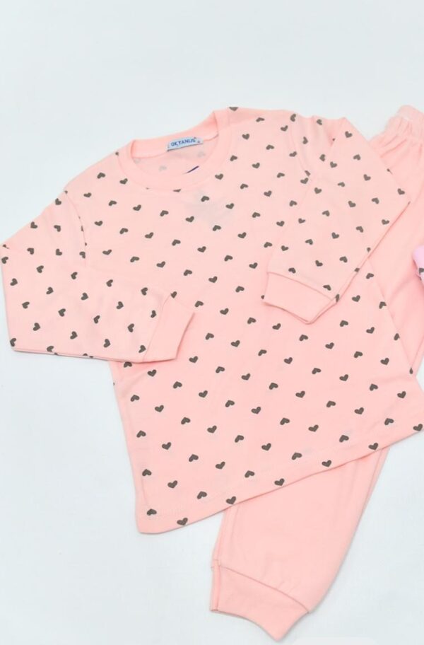 Mini Okyanus Kalp Detaylı Pamuklu Pijama Takımı