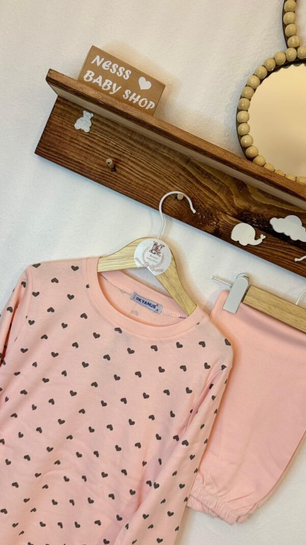 Mini Okyanus Kalp Detaylı Pamuklu Pijama Takımı - Image 4