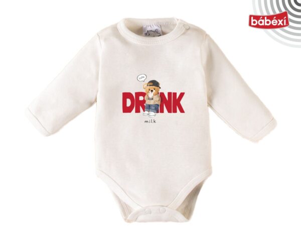 Miniel Uzun Kollu Drink Ayıcıklı Çıtçıtlı Pamuklu Badi Zıbın